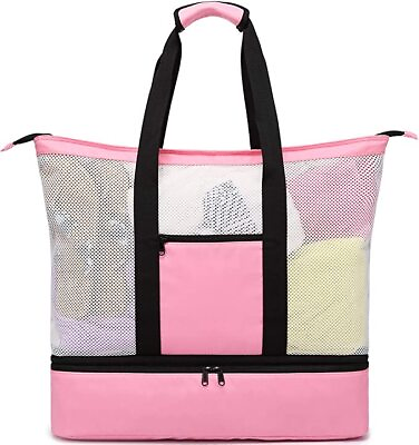 Mesh Beach Tote Bag with Cooler Insulated Detachable Pool Bags for Women $17.99