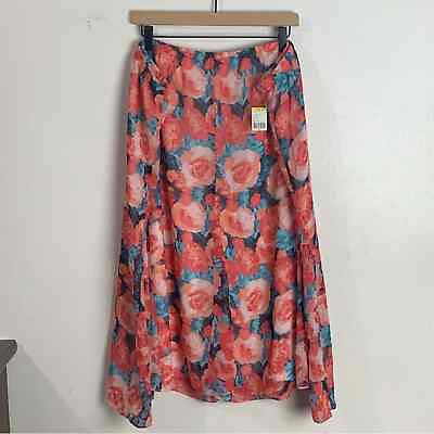 #ad Laura Scott. Women’s Peach Floral A Line Elastic Waist Granny Coastal Skirt. $25.00