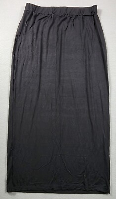 #ad Elastic Waist Skirt Soft Feel Stretchy Mid Length Womens Size Large Black $14.99