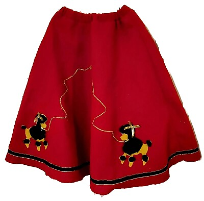 Retro Style Red 50’s Circle Two Poodle Skirt Handmade Costume One Size $25.00