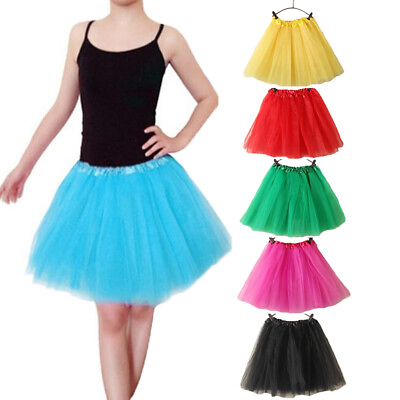 #ad 15Inch Length Classic Elastic Tutu Skirt 3 Layered Tulle Toddlers Ballet Dress $5.66