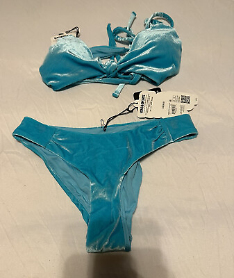#ad Love amp; Sports Blue Velour Bikini Women’s Size XS Medium NWT $12.99