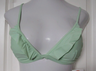 Gianni Binni Green Ruffle Bikini Top size Large $15.95