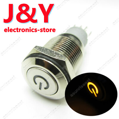 #ad #ad 16mm 5pin 12V Led Metal Cars Boat DIY Push Button Latching Switch Orange $2.29