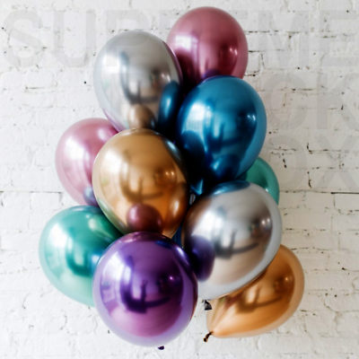 50 Mixed Metallic Balloons Chrome Shiny Latex 12quot; Thicken For Wedding Party Baby $10.44