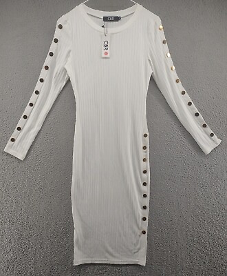 CBR Long White Snap Dress in Women#x27;s Size Medium Brand New with Tags $14.99