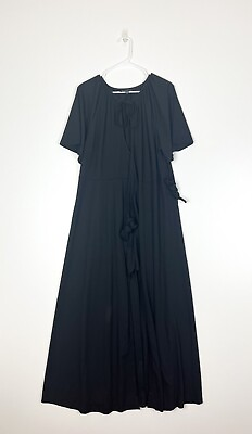 #ad Eloquii Studio Black Wrap Maxi Dress Plus Size 18 20 Short Sleeve Style 4740 EUC $24.99