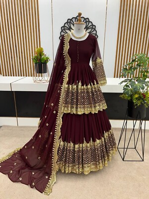 #ad WEDDING amp; NEW PARTY WEAR INDIAN TOP AND LEHENGA WITH DUPATTA FOR WOMEN WEAR $52.20