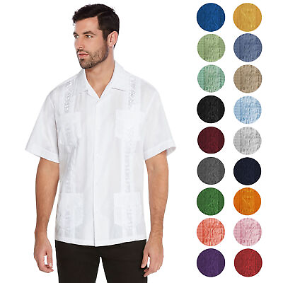 vkwear Men#x27;s Guayabera Cuban Beach Wedding Casual Short Sleeve Dress Shirt $23.95