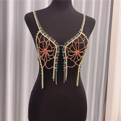 #ad Bling Rhinestone Bra Lingerie Sexy Fringe Bikini Jewelry Body Chain Accessories $39.33