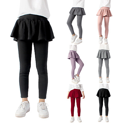 #ad Kids Baby Girls Footless Cotton Leggings with Ruffle Tutu Skirt Pants 4 12Years $15.63