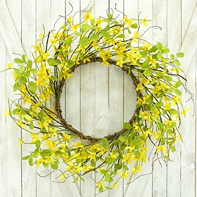 Artificial Flower Wreath Yellow Spring Summer for Front Door Home Decor $28.29