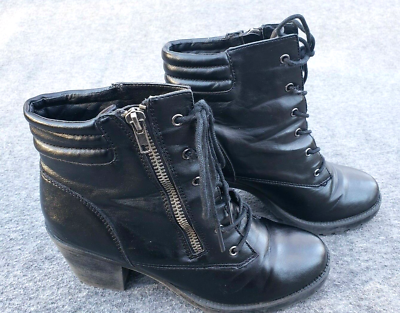#ad #ad Zigi Soho Kadence Womens Boots Size 9.5 m Lace Up Side Zipper Moto Boots Black $9.99