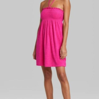 #ad Wild Fable Pink Sleeveless Terry Convertible Dress Skirt Beach XS $11.95