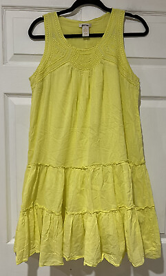 Klozlyne Size Large yellow dress embroidery Lined $14.00