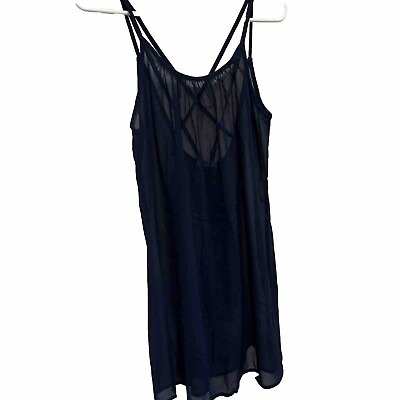 #ad Ladies Size Small Swimsuit Cover Up Women’s Sheer Blue Top Beachwear $18.98