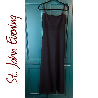 #ad #ad 90s Y2K St. John Knit Evening by Marie Gray black long maxi dress sz 6 $199.00