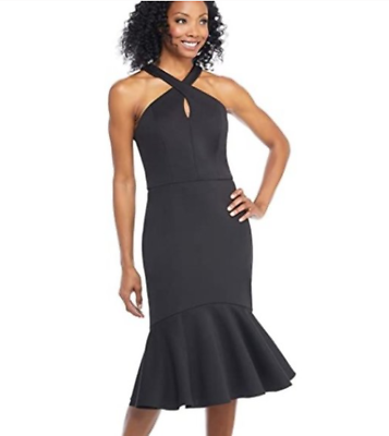 #ad NWT Maggy London Samantha Flounce Black Cocktail Dress Size 0 $18.98