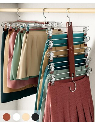 #ad Skirt Hangers Space Saving European Beechwood Shorts Hangers amp; Skirt $21.99