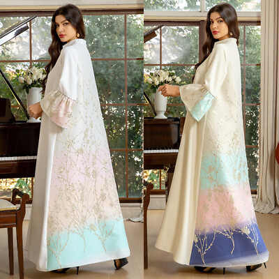 #ad Dubai Women Long Maxi Dress Abaya Kaftan Muslim Robe Turkey Islamic Party Gown C $70.86