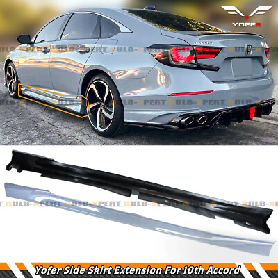 For 2018 22 Honda Accord Yofer Sonic Grey Pearl Add on JDM Side Skirt Extensions $182.99
