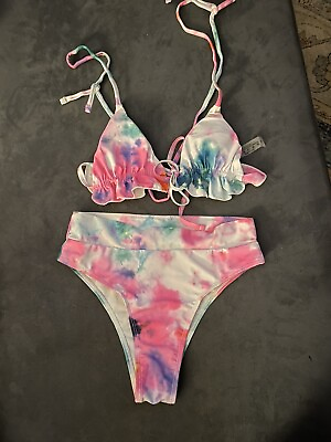 #ad Tie Dye Look XS Bikini Teen Swimsuit Top And Bottom summer Time Fun $4.97