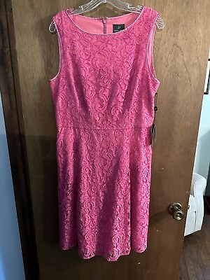 #ad Adrianna Papell Lace Dress Pink Wedding Cocktail Size 14 $45.00