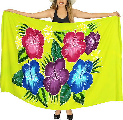#ad LA LEELA Women#x27;s Swimsuit Cover Up Summer Beach Wrap Skirt 78quot;x43quot; Green Q772 $23.62