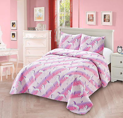 #ad #ad AZORE LINEN Kids’ Soft Microfiber Girls White Pink Purple Twinkle Unicor $40.80