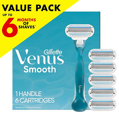 #ad Gillette Venus Smooth Women#x27;s Razor Handle 6 Refills $19.97