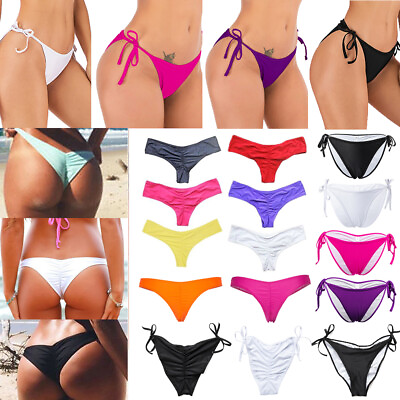 Sexy Bikini Womens Brazilian Side tie Cheeky Bottoms Thong V Summer Swimwear USA $8.66