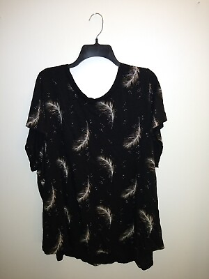Torrid Black Feather Boho Plus Size T shirt Size 5 $16.99