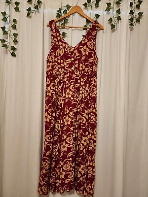 #ad Womens Size Large Long Red Floral Maxi Dress $12.50