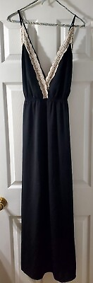 #ad Black maxi dress size large $15.00