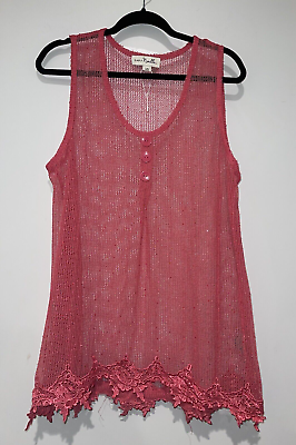 #ad Simply Noelle Womens Swimsuit Beach Cover Up Tunic Size L XL Pink Mesh New $19.99