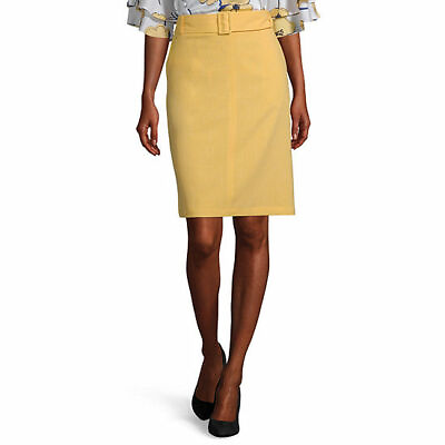 Liz Claiborne Women#x27;s Mid Rise Pencil Skirt Size 12 PETITE Sunlight Yellow New $27.59