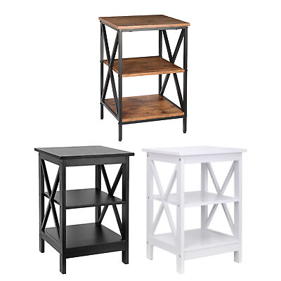 #ad 24 Inch Side End Table with Storage Shelf Sofa Table X Design Black White Brown $64.58