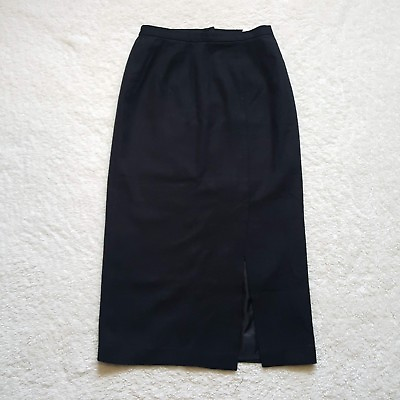 #ad Requirements Women#x27;s Sz 8 Black 100% Pure Wool Pencil Skirt Long Business Casual $11.00