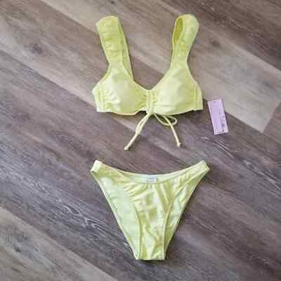 #ad NWT Wild Fable Neon Yellow Low Rise Cheeky Bikini Set Size XS $11.99