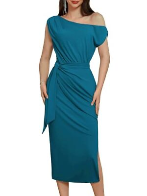 #ad 2024 Women#x27;s One Shoulder Cocktail Dresses for Evening Party Medium Blue Green $58.72