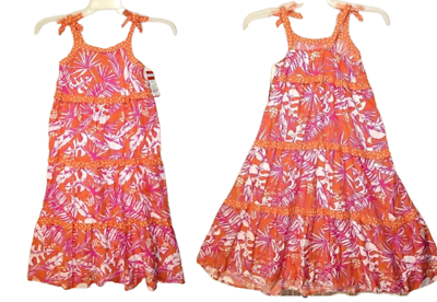 #ad Cat amp; Jack Girls#x27; Size Medium 7 8 Melon Floral Tank Top Beach Dress 100% Rayon $14.75