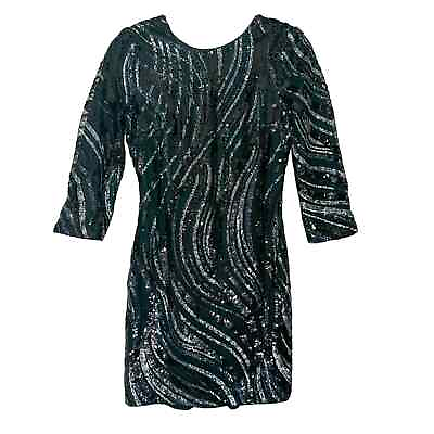 #ad Express Silver and Black Sequin Mini Dress EUC Size 2 MSRP $128 $39.56