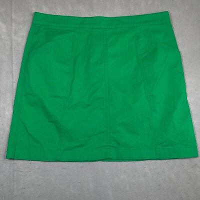 #ad BODEN Skirt Women’s Size 14R Green Mini Skirt Cotton Pockets Back Zip $16.95