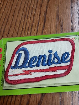 #ad Denise Blue Red White Vintage Name Patch Cursive Letters NOS $5.97