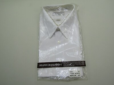 #ad VTG Sears Dress Shirt Mens 17 Short Sleeve Regular Cut Perma Prest Work Wear New $17.99