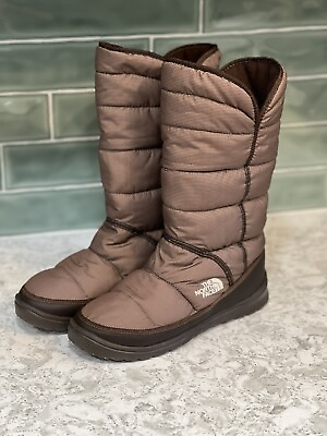 #ad Women’s North Face Pull On Boot Brown Quilted Insulated Size 10 Ice Pick Bottom $28.99