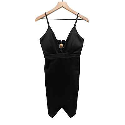 #ad Charlotte Russe Womens Strappy Cocktail Bodycon Dress Size M Black Gold Buckle $29.88