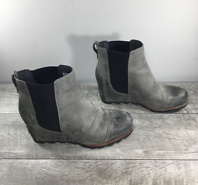 #ad #ad Sorel NL2704 Gray Leather Lea Joan of Arctic Chelsea Snow Womens Boots Size 8.5 $104.53