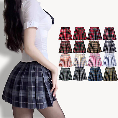#ad Plus Size Women#x27;s Girl JK Mini School Sailor Uniform Cosplay Pleated Plaid Skirt $23.85