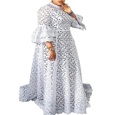 #ad Women Hollow Out African Muslim Dress Abayas Robe White Long Maxi Dress $39.99